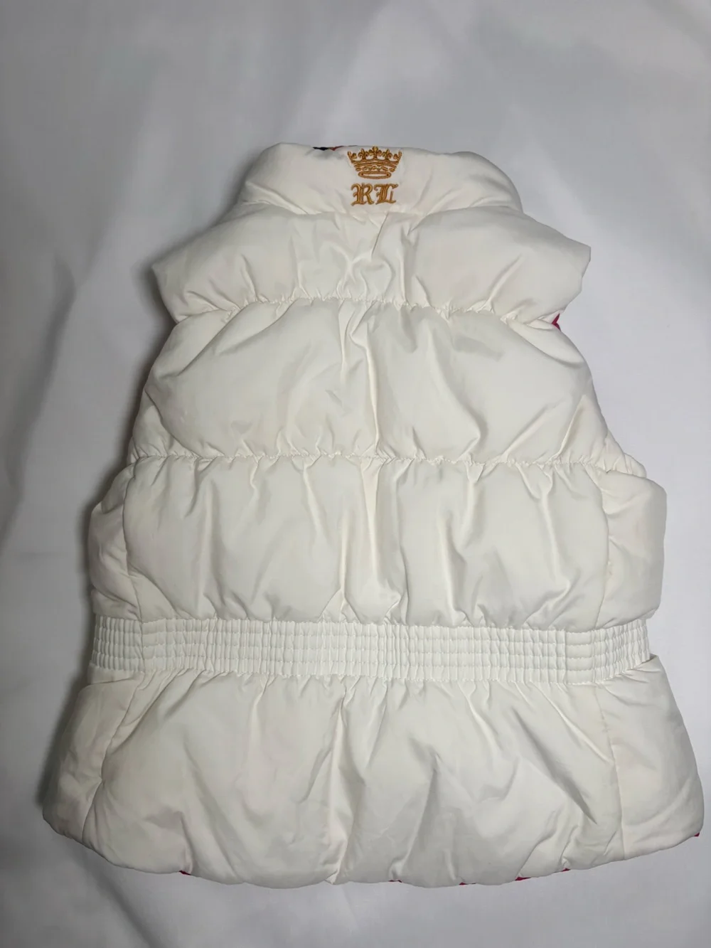 Ralph Lauren Reversible Hot Pink/Creamy White Quilted Down Puffer Vest  12 Month
